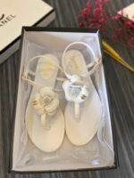 Chanel Jelly Rubber Camellia Sandals White - Image 7