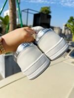 Prada District Leather Sneakers White Sliver 1E790M 3Lj6 F0J36 - Image 3