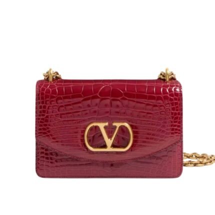 Valentino Garavani Vain Small Shoulder Bag In Crocodile Red 19Cm 6W0B0R17Tvg L43