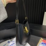 Prada Cleo Brushed Leather Shoulder Bag With Clasp Closure Black 26Cm 1Bc169 Zo6 F0632 V Meo - Image 5