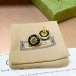 Gucci Interlocking 18K Stud Earrings Gold And Black 786554 J85F0 8030 - Image 6