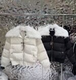 Louis Vuitton Feather Collar Puffer Jacket Black 1Aiphc - Image 3