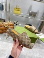 Gucci Women’S Gg Canvas Slide Sandal Beige Ebony - Image 6