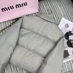 Miumiu Logo Jacquard Puffer Jacket Gray Ml1083 Ooo F0024 - Image 9
