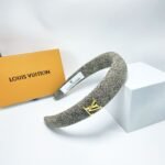 Louis Vuitton Lv Tweed Headband With Gold Hardware In Salt And Pepper - Image 2