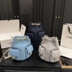 Chanel 25C Gold Tone Metal Denim Backpack Blue 24Cm - Image 6