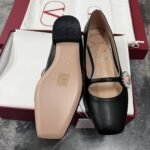 Valentino Mary Jane Preshoes Ballerina In Kidskin With Jewel Button Black 6W2S0Ll7Dhs 9Tj - Image 5
