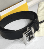 Fendi Black Leather Belt With Ff Silver Buckle 40Mm - Image 7
