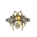 Gucci Gg Bee Brooch Gold With Stone