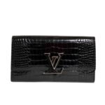 Louis Vuitton Capucines Crocodile Leather Long Wallet Black 20Cm