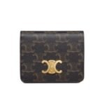 Celine Small Triomphe Canvas Tan Wallet Brown 11Cm