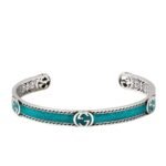Gucci Cuff Bracelet Interlocking Gg Sterling Silver Turquoise Enamel