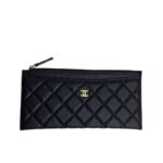 Chanel Classic Zip Pouch Caviar Wallet Black 22Cm