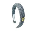 Louis Vuitton Lv Tweed Headband With Gold Hardware In Light Grey