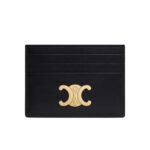 Celine Card Holder Triomphe In Shiny Leather Black 11Cm 10L833Dpv 38No