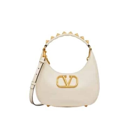 Valentino Stud Sign Calfskin Hobo Bag In White 1W2B0K69Eimi16