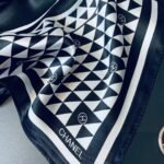 Chanel Cc Motif Square Neck Twill Silk Scarf Black - Image 2