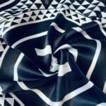 Chanel Cc Motif Square Neck Twill Silk Scarf Black - Image 3