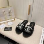 Chanel Cc Pearl Slippers Black - Image 7