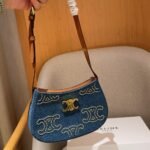 Celine Medium Tilly Bag With Triomphe Studs And Calfskin Denim 22Cm - Image 2