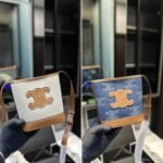 Celine Mini Bucket Cuir Triomphe In Denim With Triomphe All Over Embroidery And Calfskin Navy Tan 16Cm 10L432Fdx 07At - Image 2