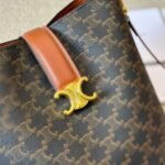 Celine Medium Louise Bag In Smooth Triomphe Canvas Calfskin Tan 23Cm - Image 4