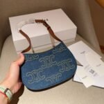 Celine Medium Tilly Bag With Triomphe Studs And Calfskin Denim 22Cm - Image 6