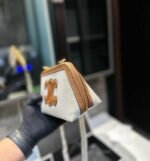 Celine Clutch On Chain Cuir Triomphe In Textile And Calfskin Natural Tan 17Cm - Image 6