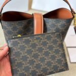 Celine Medium Louise Bag In Smooth Triomphe Canvas Calfskin Tan 23Cm - Image 8