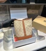 Celine Small Bucket Cuir Triomphe In Triomphe Canvas Grege 22Cm 191442Flc 02Gr - Image 2