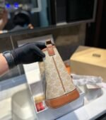 Celine Small Bucket Cuir Triomphe In Triomphe Canvas Grege 22Cm 191442Flc 02Gr - Image 7