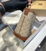 Celine Small Bucket Cuir Triomphe In Triomphe Canvas Grege 22Cm 191442Flc 02Gr - Image 8