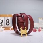 Celine Medium Triomphe Belt In Taurillon Leather Light Burgundy 25Mm 45Ak93A01 28Lb - Image 4