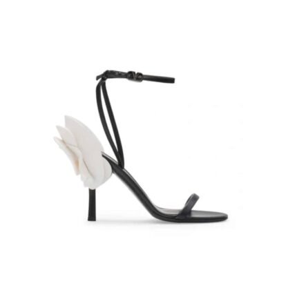 Valentino Garavani Archive Roserouche Leather High Heel In Black