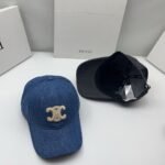 Celine Triomphe Baseball Cap Wash Dark Denim Blue - Image 3