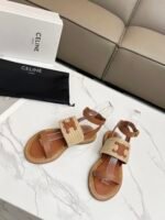Celine Lympia Flat Strap Sandal In Raffia Calfskin Brown 352392246Cc02Et - Image 4