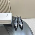 Celine Alma Triomphe Slingback In Glossy Calfskin Black 356834371C 38No - Image 4