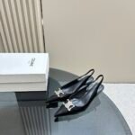 Celine Alma Triomphe Slingback In Glossy Calfskin Black 356834371C 38No - Image 5