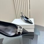 Celine Alma Triomphe Slingback In Glossy Calfskin Black 356834371C 38No - Image 6