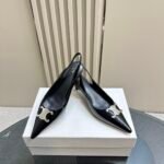 Celine Alma Triomphe Slingback In Glossy Calfskin Black 356834371C 38No - Image 7