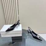 Celine Alma Triomphe Slingback In Glossy Calfskin Black 356834371C 38No - Image 8