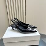 Celine Alma Triomphe Slingback In Glossy Calfskin Black 356834371C 38No - Image 9