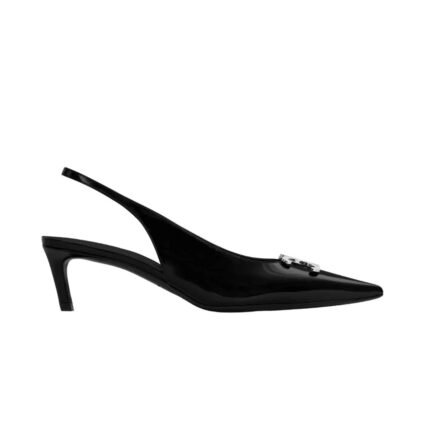 Celine Alma Triomphe Slingback In Glossy Calfskin Black 356834371C 38No