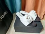 Chanel Camellia Leather Slides White - Image 5
