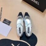 Chanel Square Toe Ballet Flats Black Silver - Image 2