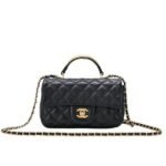 Chanel 22B Flap Bag With Gold Hardware Top Handle Black 21Cm As2431