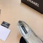 Chanel Square Toe Ballet Flats Black Silver - Image 4