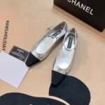 Chanel Square Toe Ballet Flats Black Silver - Image 8