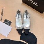 Chanel Square Toe Ballet Flats Black Silver - Image 9
