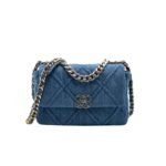 Chanel Deep Blue Denim Quilted Medium 19 Flap 26Cm